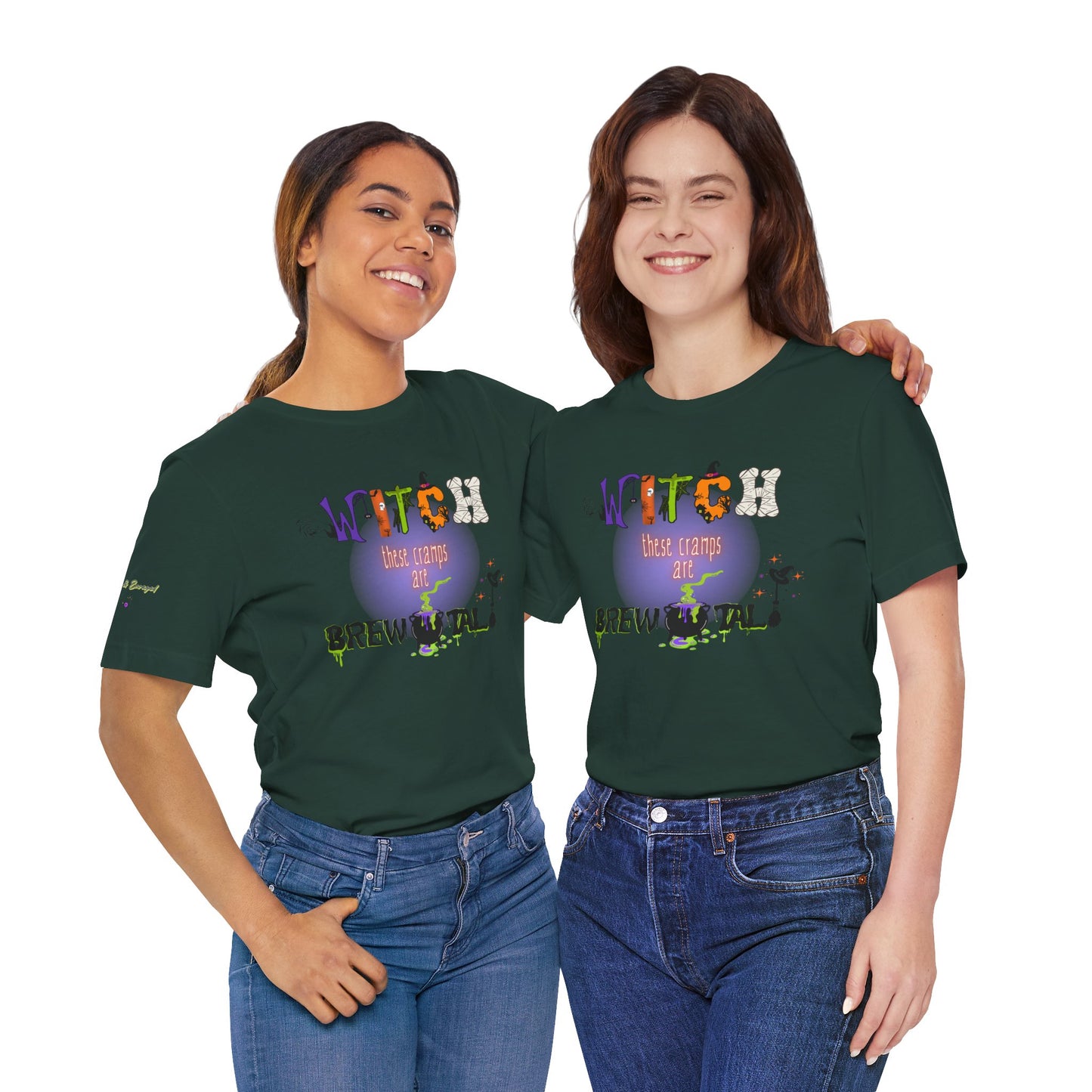 Endo Humor T-Shirt – Witch These Cramps Are Brew-tal! Funny Period Awareness Tee for Women”