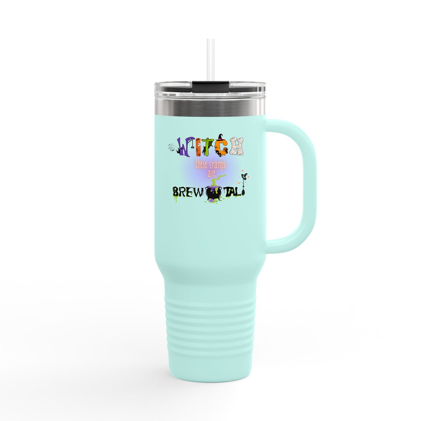 Witch These Cramps Are Brew-tal Tumbler – Funny Halloween Witch Travel Mug | Endo Awareness Gift for Women