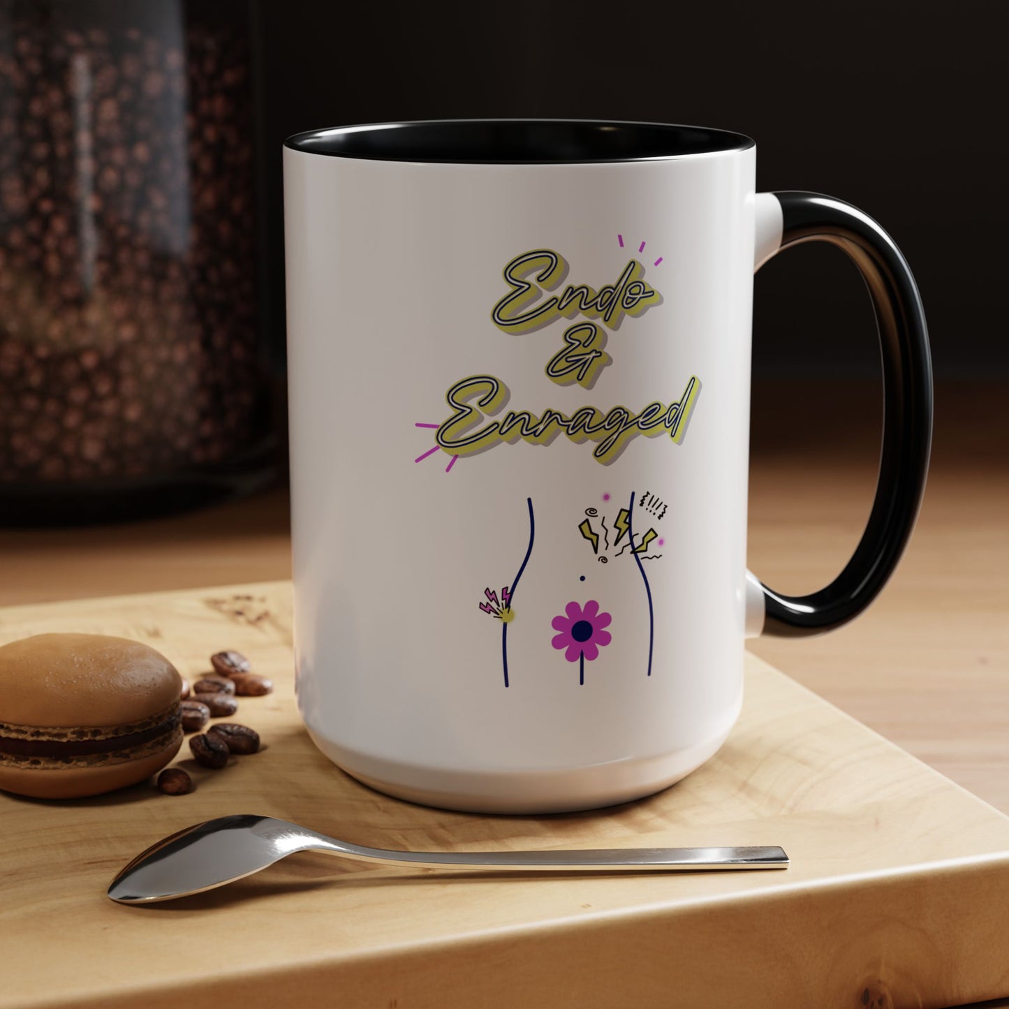 Cute Endometriosis humor coffee mug - laughing through the pain