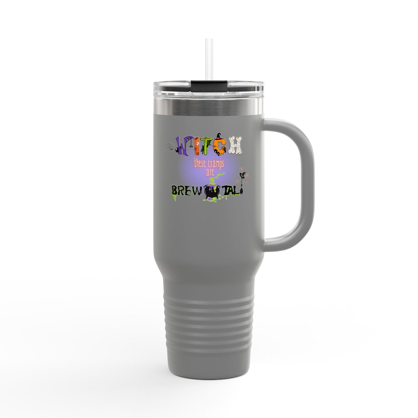 Witch These Cramps Are Brew-tal Tumbler – Funny Halloween Witch Travel Mug | Endo Awareness Gift for Women