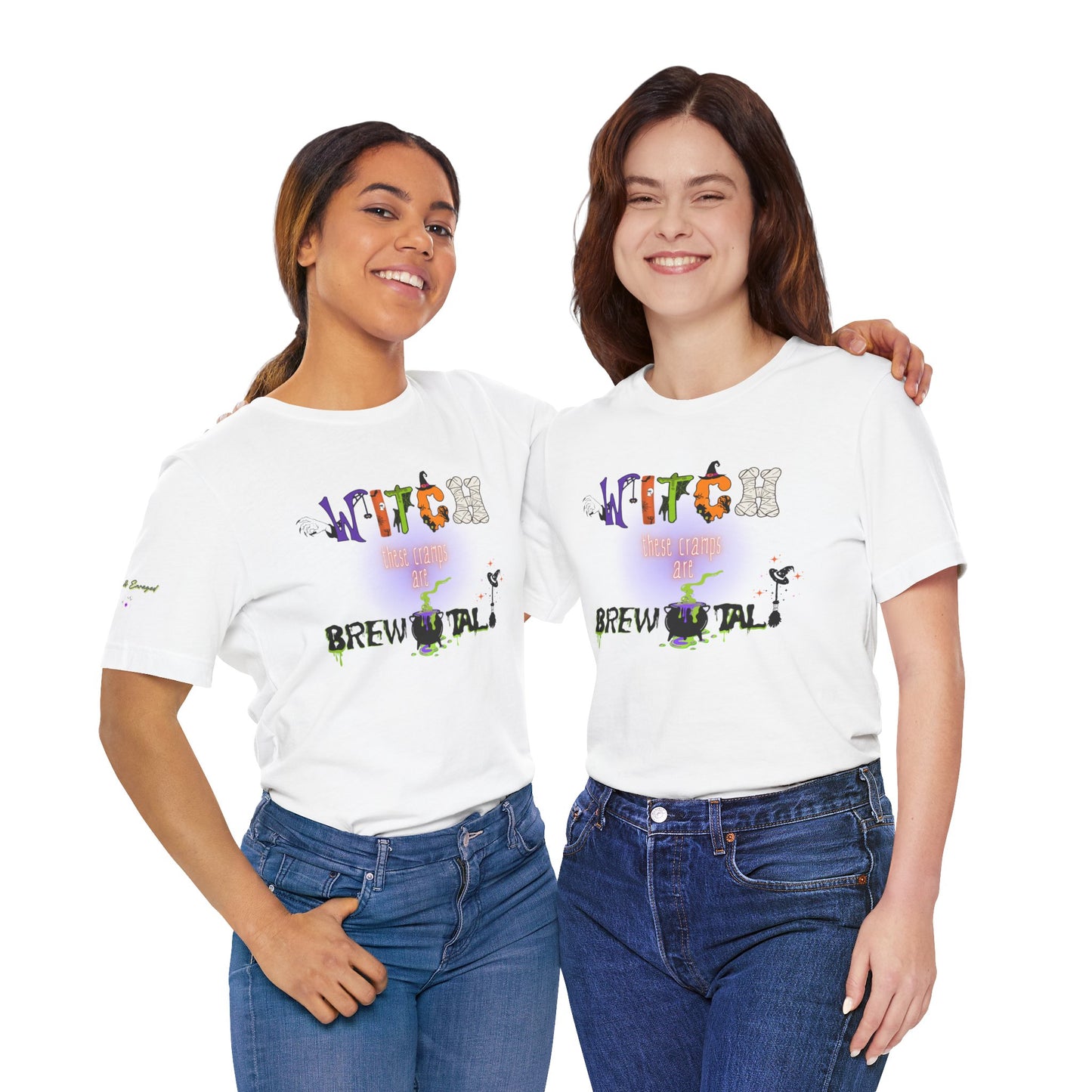 Endo Humor T-Shirt – Witch These Cramps Are Brew-tal! Funny Period Awareness Tee for Women”