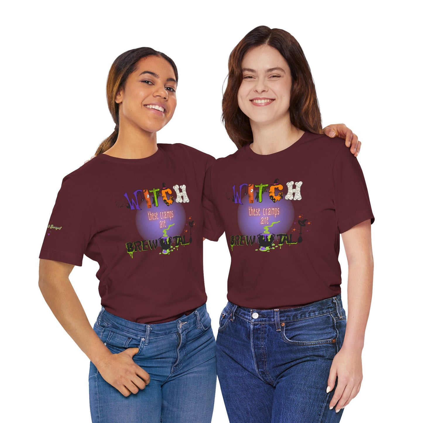 Endo Humor T-Shirt – Witch These Cramps Are Brew-tal! Funny Period Awareness Tee for Women”