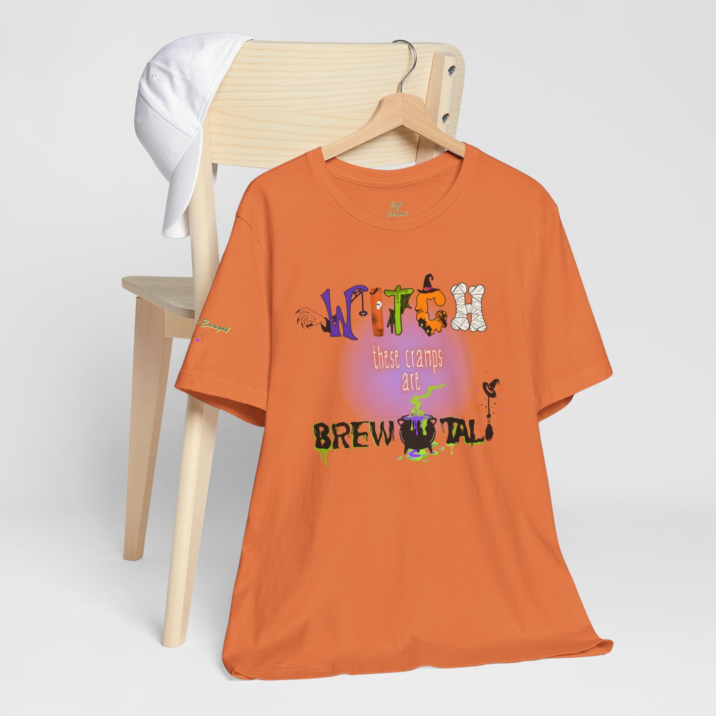 Endo Humor T-Shirt – Witch These Cramps Are Brew-tal! Funny Period Awareness Tee for Women”