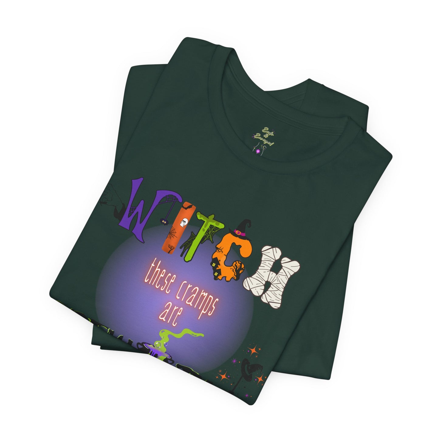 Endo Humor T-Shirt – Witch These Cramps Are Brew-tal! Funny Period Awareness Tee for Women”