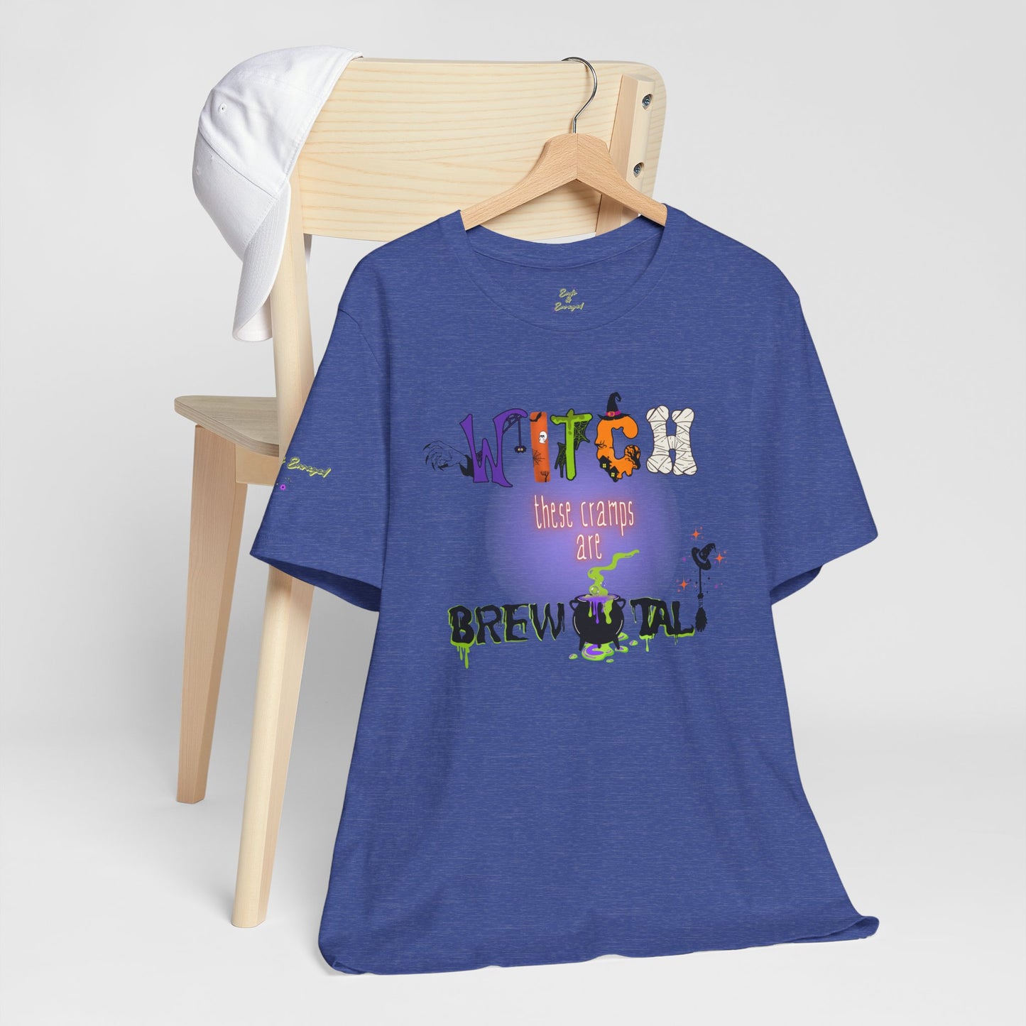 Endo Humor T-Shirt – Witch These Cramps Are Brew-tal! Funny Period Awareness Tee for Women”