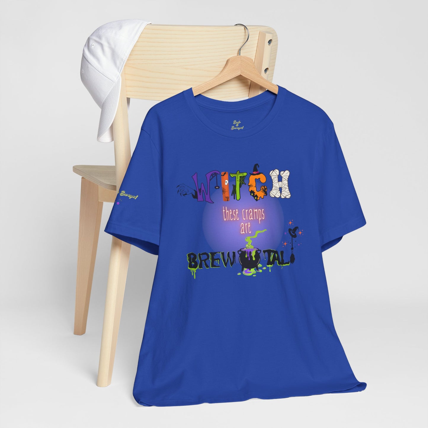 Endo Humor T-Shirt – Witch These Cramps Are Brew-tal! Funny Period Awareness Tee for Women”