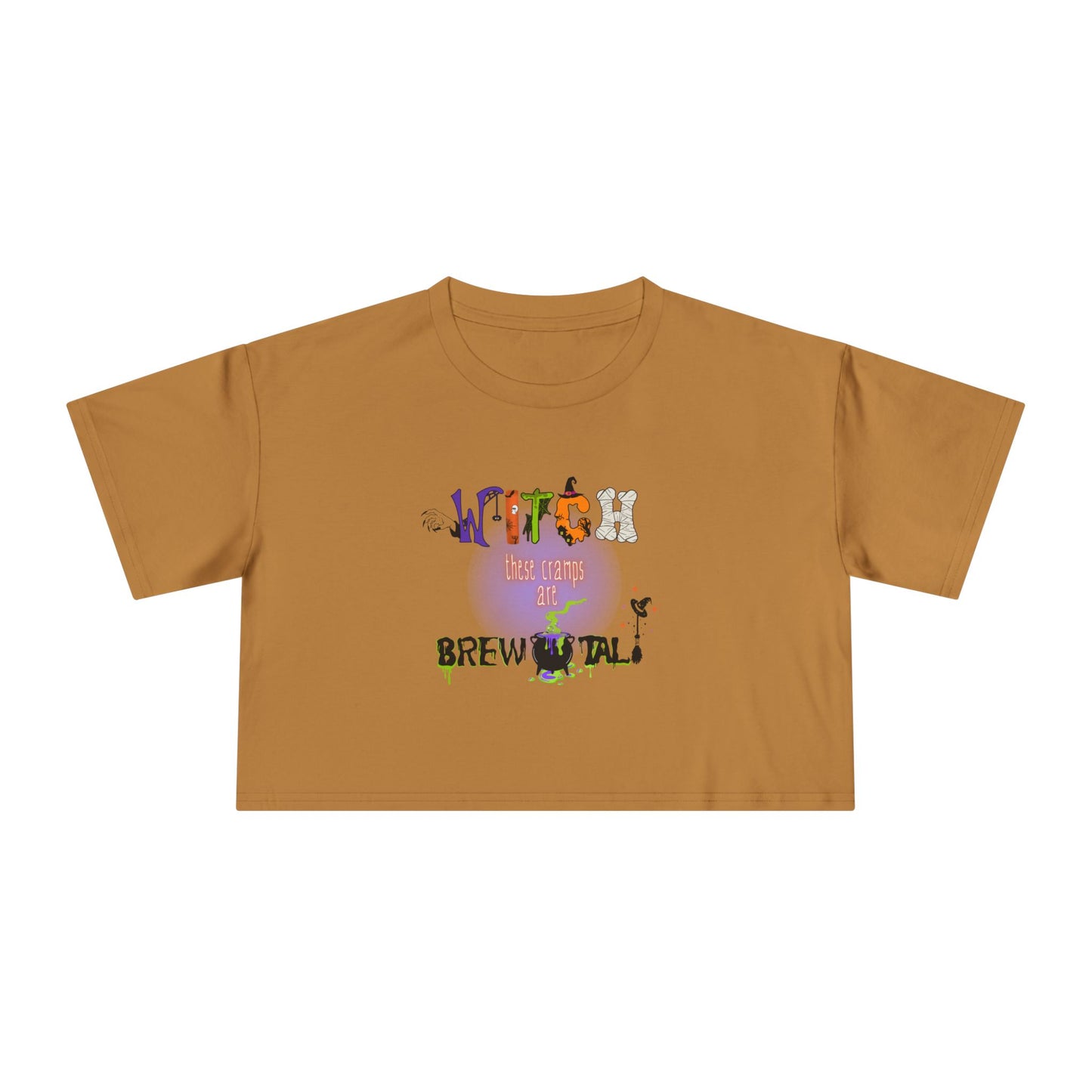 Endo Humor Cropped T-Shirt β Witch These Cramps Are Brew-tal! Funny Period Awareness Tee for Women