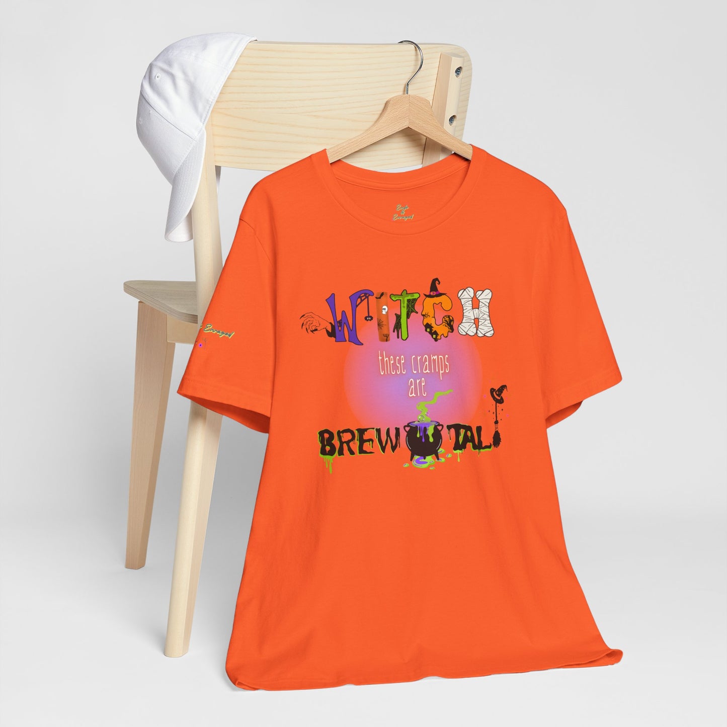 Endo Humor T-Shirt – Witch These Cramps Are Brew-tal! Funny Period Awareness Tee for Women”