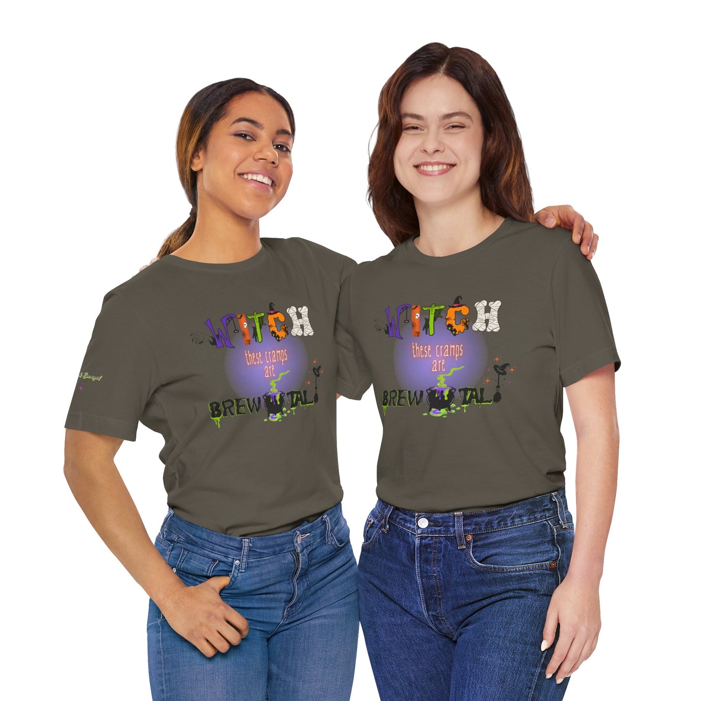 Endo Humor T-Shirt – Witch These Cramps Are Brew-tal! Funny Period Awareness Tee for Women”