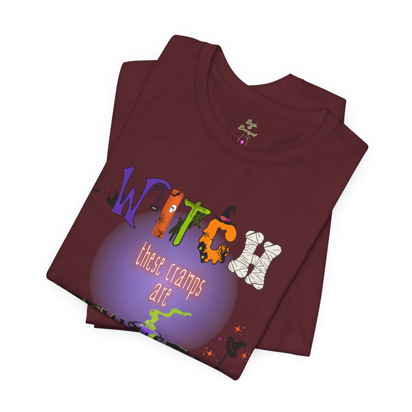 Endo Humor T-Shirt – Witch These Cramps Are Brew-tal! Funny Period Awareness Tee for Women”