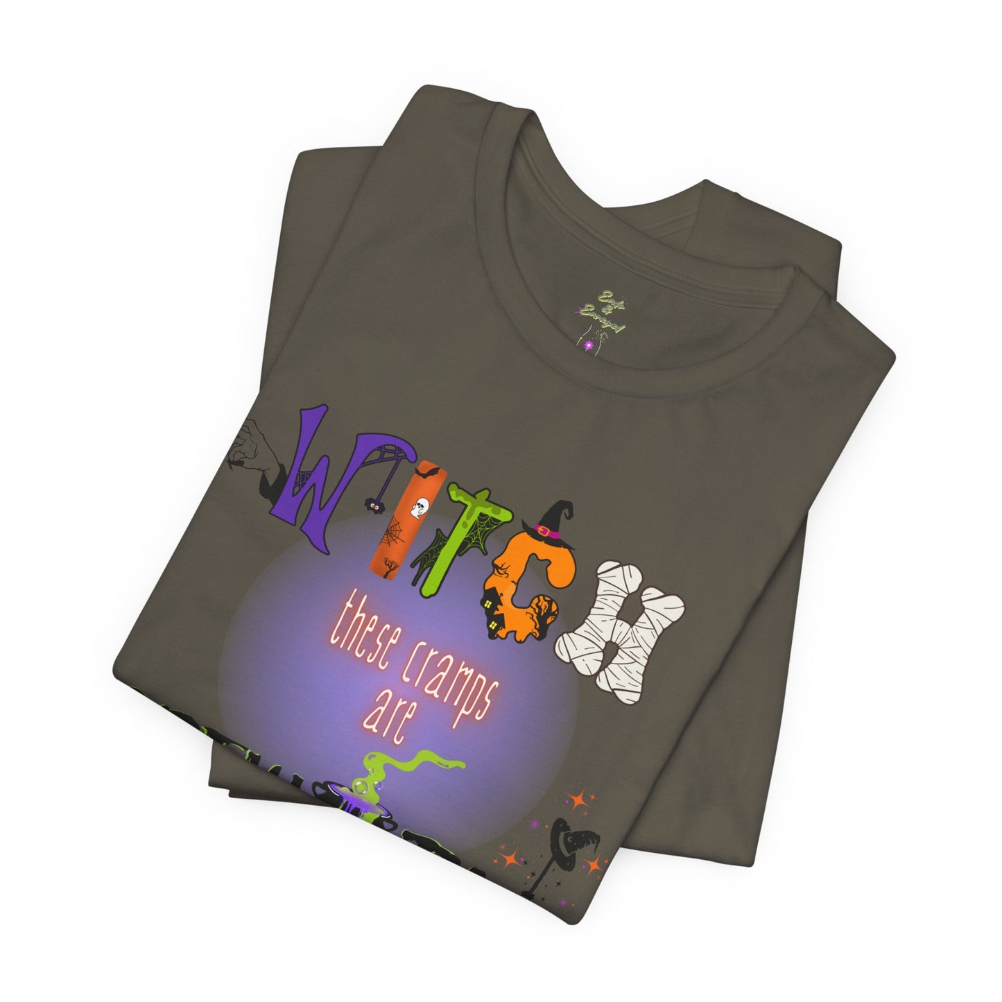 Endo Humor T-Shirt – Witch These Cramps Are Brew-tal! Funny Period Awareness Tee for Women”
