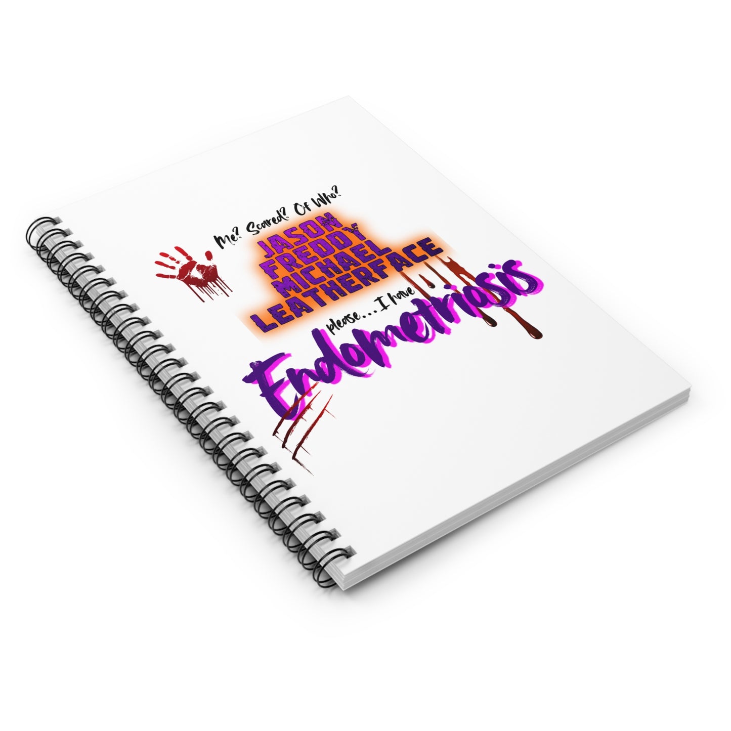 Horror-Themed Spiral Notebook - Endometriosis Awareness, Journaling, Gifts for Horror Fans, Unique Stationery, October Projects