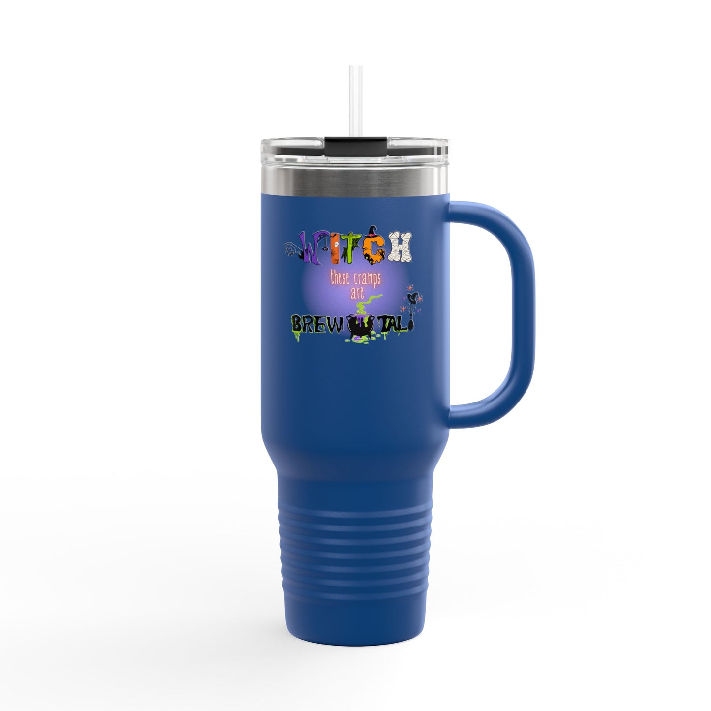 Witch These Cramps Are Brew-tal Tumbler – Funny Halloween Witch Travel Mug | Endo Awareness Gift for Women