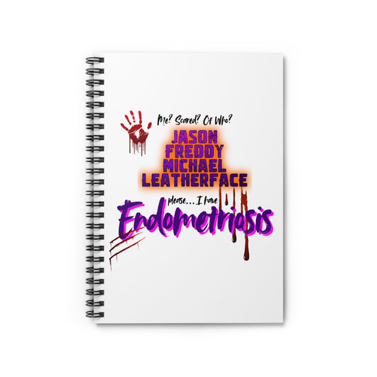 Horror-Themed Spiral Notebook - Endometriosis Awareness, Journaling, Gifts for Horror Fans, Unique Stationery, October Projects