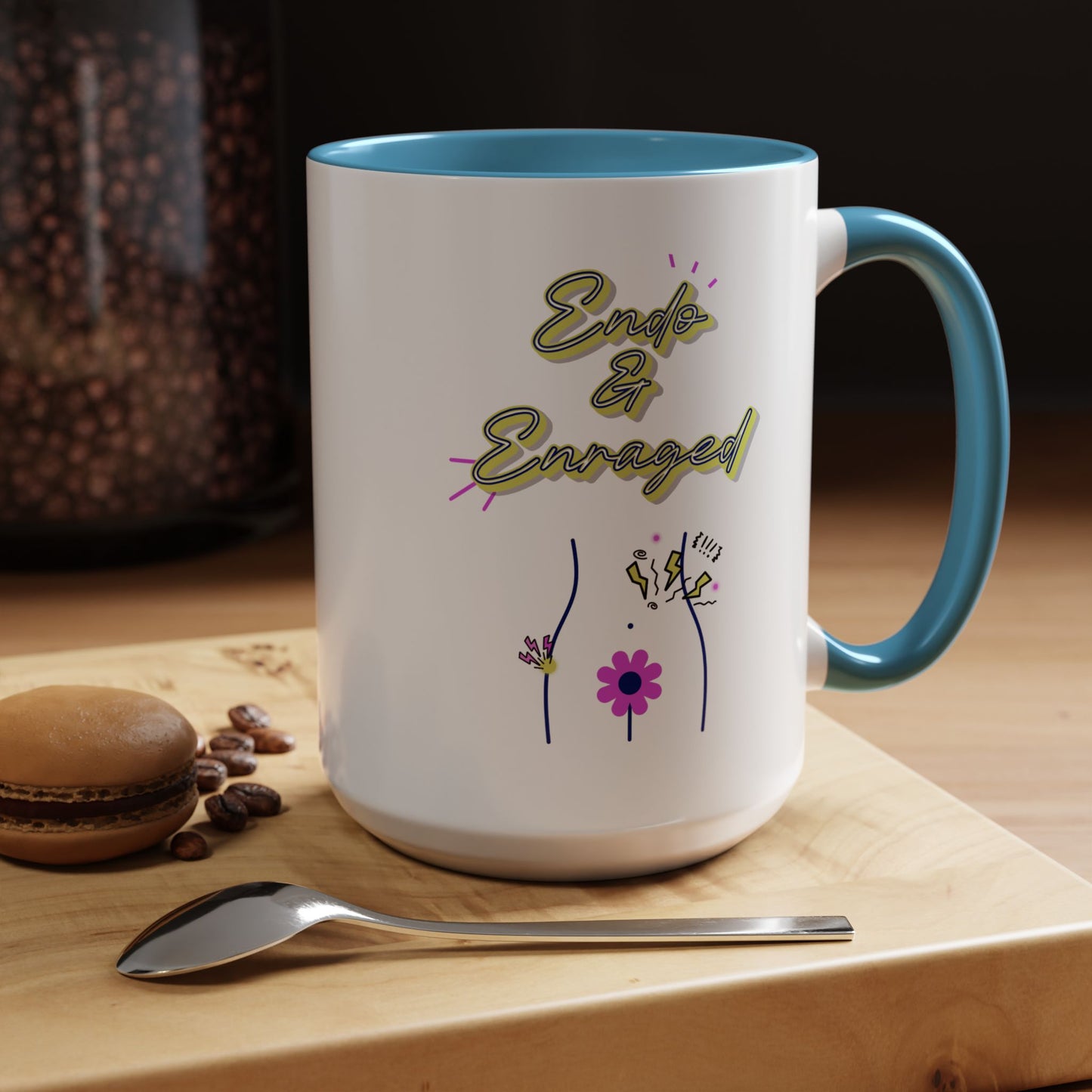 Cute Endometriosis humor coffee mug - laughing through the pain