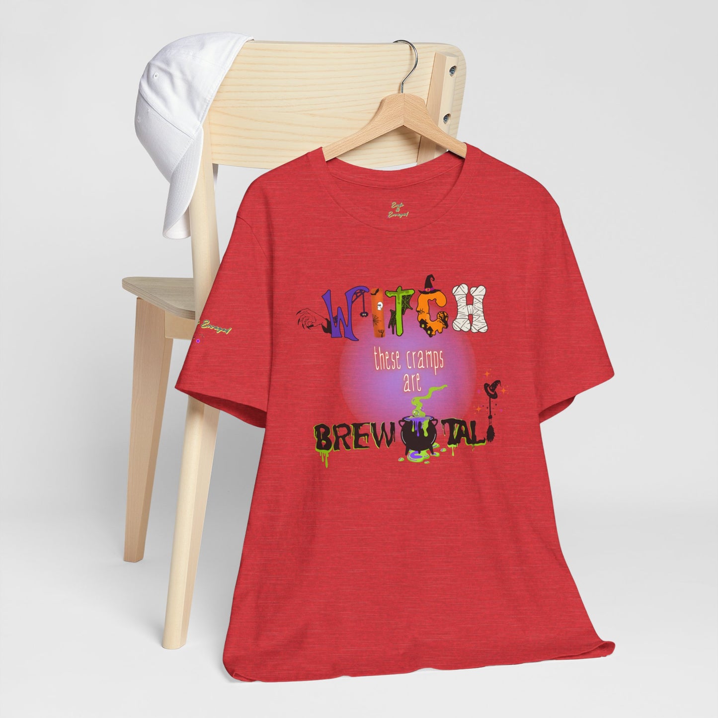 Endo Humor T-Shirt – Witch These Cramps Are Brew-tal! Funny Period Awareness Tee for Women”