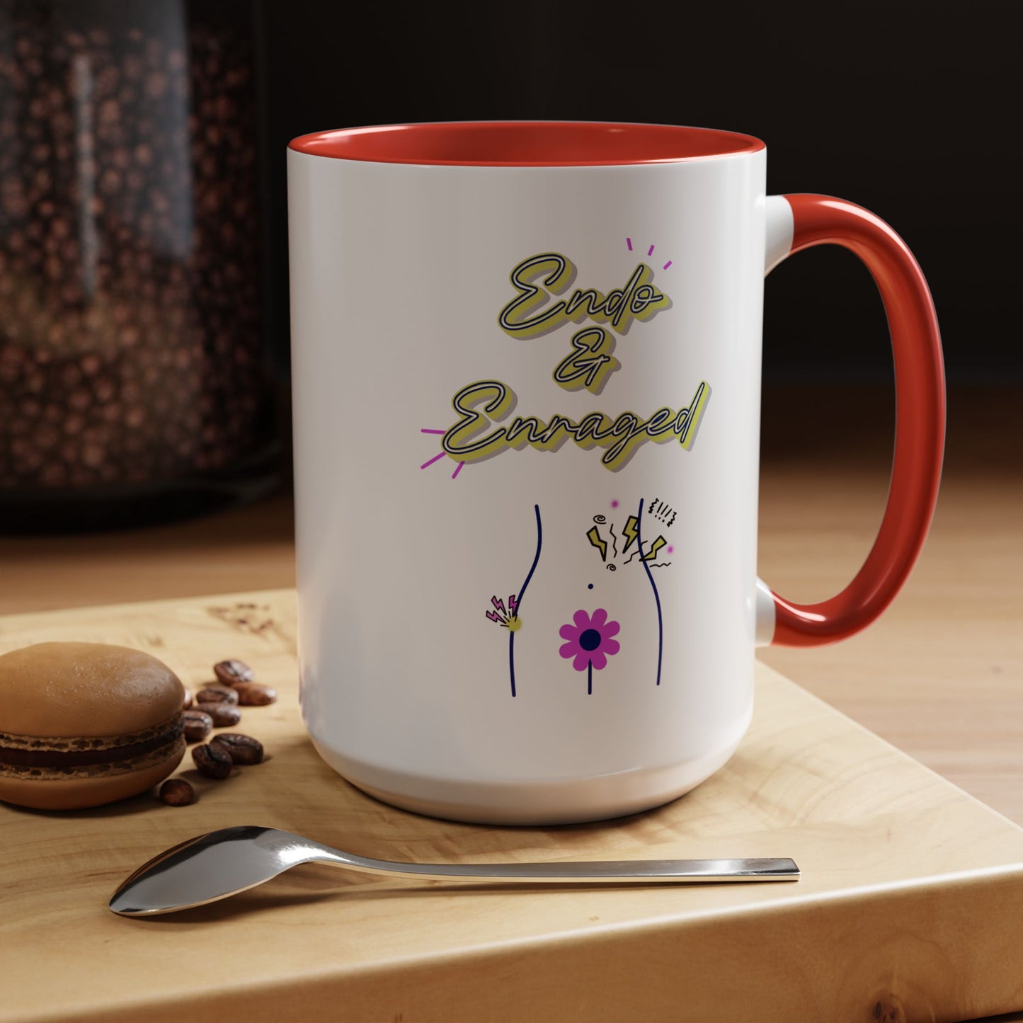 Cute Endometriosis humor coffee mug - laughing through the pain