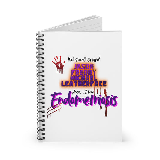 Horror-Themed Spiral Notebook - Endometriosis Awareness, Journaling, Gifts for Horror Fans, Unique Stationery, October Projects