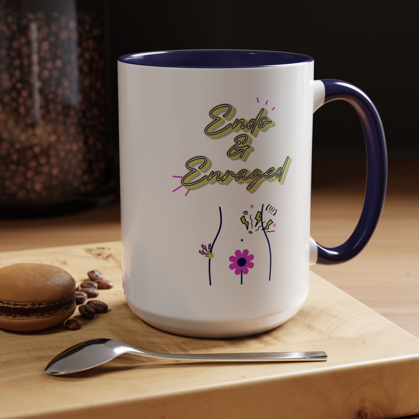 Cute Endometriosis humor coffee mug - laughing through the pain