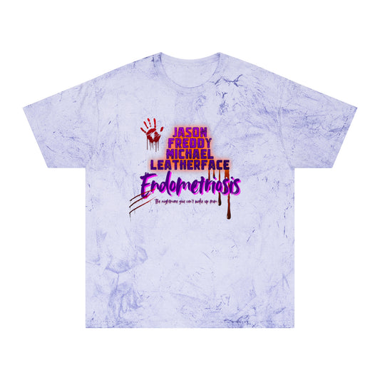 Unisex Horror-Inspired Color Blast T-Shirt | Endometriosis Awareness Tee, Unisex Tee, Horror Film, Endo Sarcasm