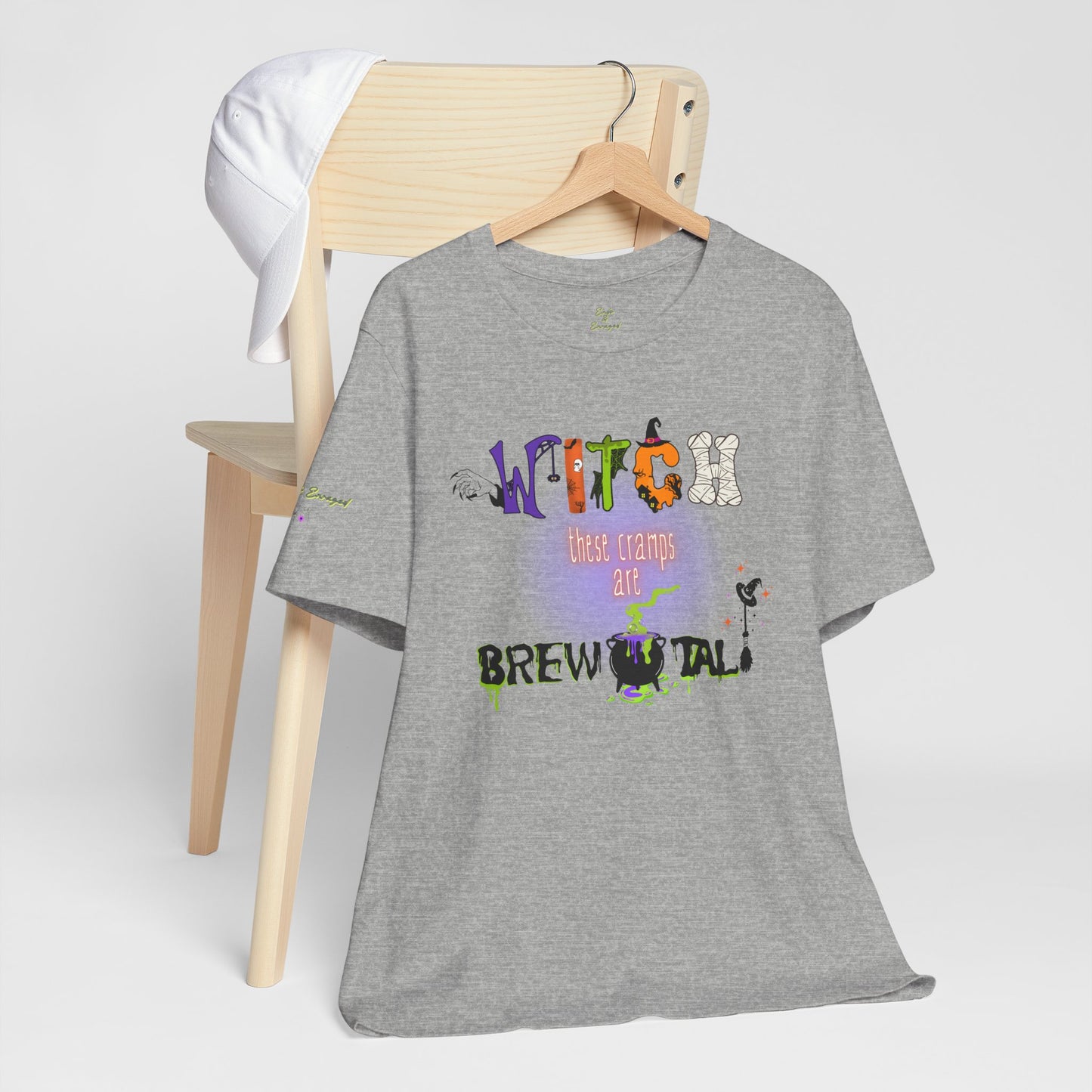 Endo Humor T-Shirt – Witch These Cramps Are Brew-tal! Funny Period Awareness Tee for Women”