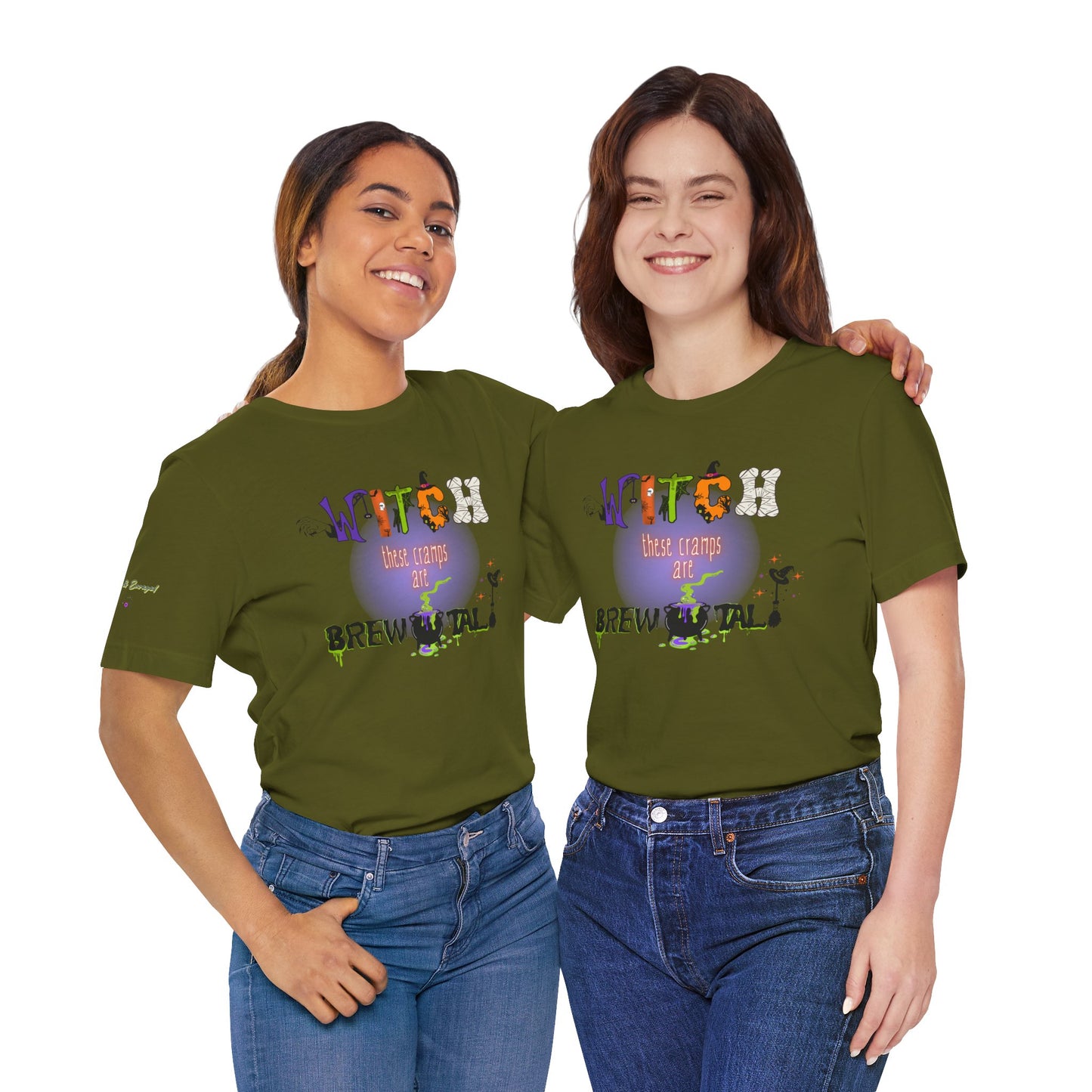 Endo Humor T-Shirt – Witch These Cramps Are Brew-tal! Funny Period Awareness Tee for Women”