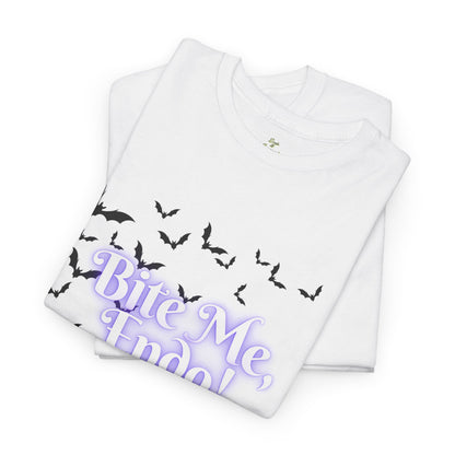 Funky Halloween Tee - "Bite Me, Undo!" Unisex Heavy Cotton T-Shirt, Spooky Apparel, Fall Fashion, Halloween Costume