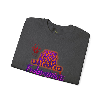 Endometriosis Horror Movie Sweatshirt | Halloween Crewneck | Endometriosis Awareness | Cozy Crew Sweater, Spooky Season