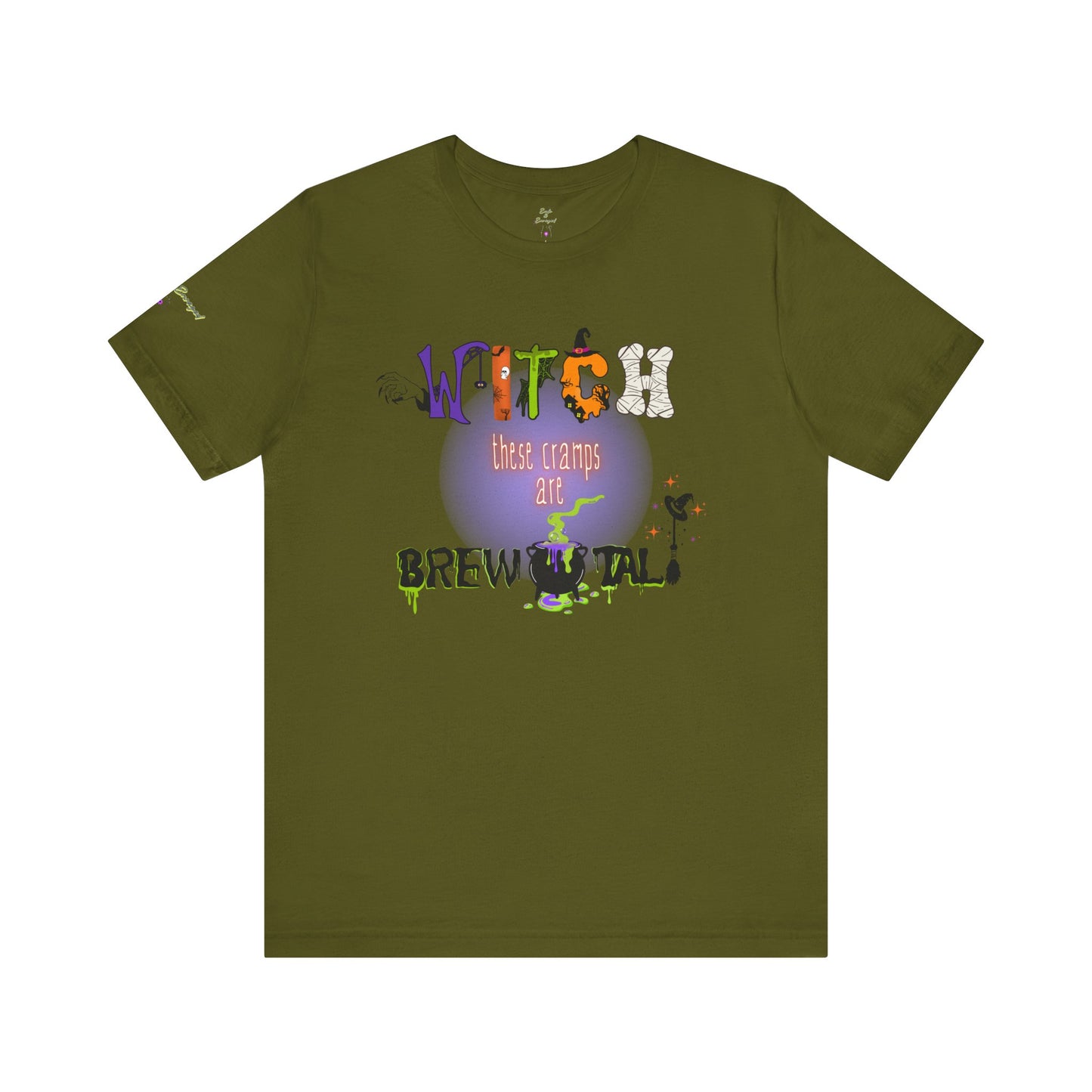 Endo Humor T-Shirt – Witch These Cramps Are Brew-tal! Funny Period Awareness Tee for Women”