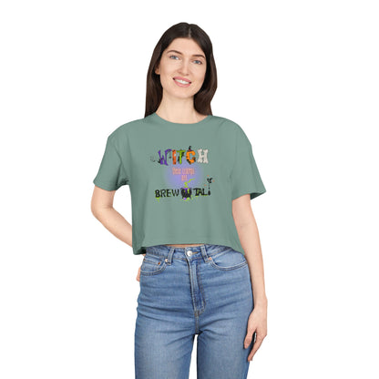 Endo Humor Cropped T-Shirt – Witch These Cramps Are Brew-tal! Funny Period Awareness Tee for Women