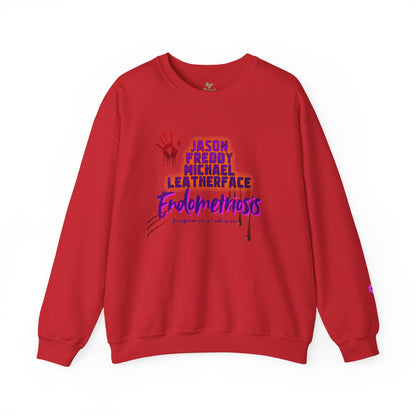 Endometriosis Horror Movie Sweatshirt | Halloween Crewneck | Endometriosis Awareness | Cozy Crew Sweater, Spooky Season
