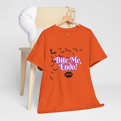 Funky Halloween Tee - "Bite Me, Undo!" Unisex Heavy Cotton T-Shirt, Spooky Apparel, Fall Fashion, Halloween Costume