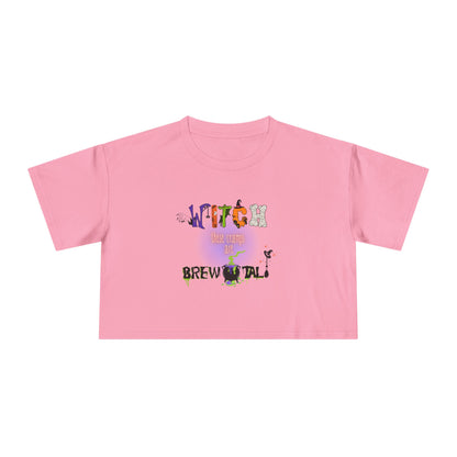 Endo Humor Cropped T-Shirt – Witch These Cramps Are Brew-tal! Funny Period Awareness Tee for Women