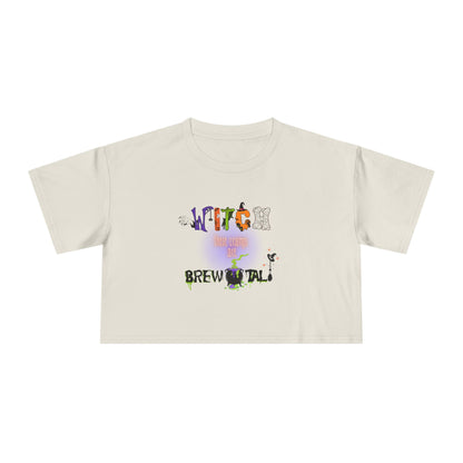 Endo Humor Cropped T-Shirt – Witch These Cramps Are Brew-tal! Funny Period Awareness Tee for Women