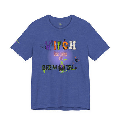 Endo Humor T-Shirt – Witch These Cramps Are Brew-tal! Funny Period Awareness Tee for Women”
