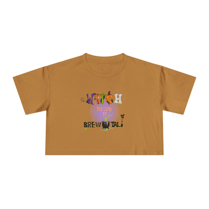 Endo Humor Cropped T-Shirt – Witch These Cramps Are Brew-tal! Funny Period Awareness Tee for Women
