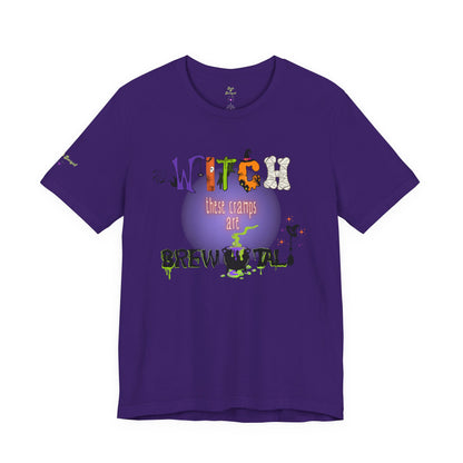 Endo Humor T-Shirt – Witch These Cramps Are Brew-tal! Funny Period Awareness Tee for Women”