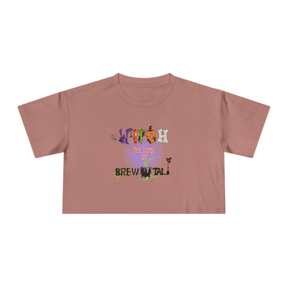 Endo Humor Cropped T-Shirt – Witch These Cramps Are Brew-tal! Funny Period Awareness Tee for Women