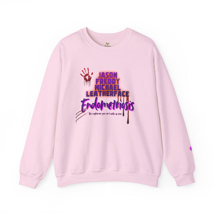 Endometriosis Horror Movie Sweatshirt | Halloween Crewneck | Endometriosis Awareness | Cozy Crew Sweater, Spooky Season