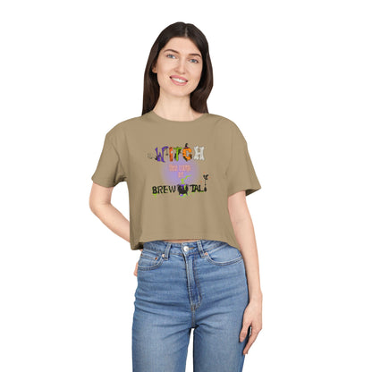 Endo Humor Cropped T-Shirt – Witch These Cramps Are Brew-tal! Funny Period Awareness Tee for Women