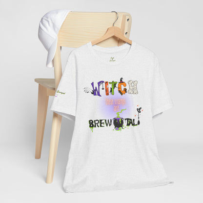 Endo Humor T-Shirt – Witch These Cramps Are Brew-tal! Funny Period Awareness Tee for Women”