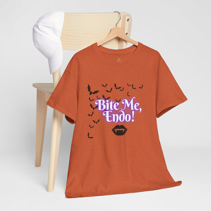 Funky Halloween Tee - "Bite Me, Undo!" Unisex Heavy Cotton T-Shirt, Spooky Apparel, Fall Fashion, Halloween Costume