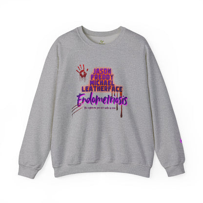 Endometriosis Horror Movie Sweatshirt | Halloween Crewneck | Endometriosis Awareness | Cozy Crew Sweater, Spooky Season