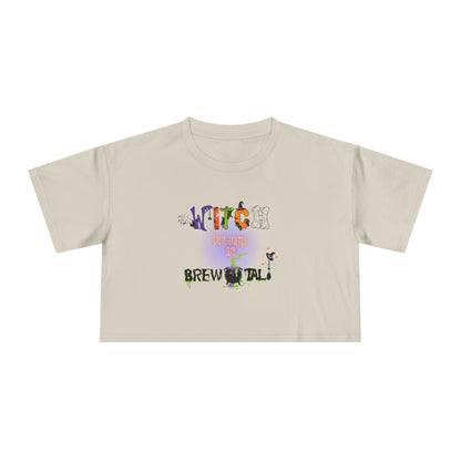 Endo Humor Cropped T-Shirt – Witch These Cramps Are Brew-tal! Funny Period Awareness Tee for Women
