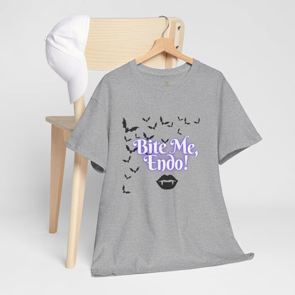 Funky Halloween Tee - "Bite Me, Undo!" Unisex Heavy Cotton T-Shirt, Spooky Apparel, Fall Fashion, Halloween Costume