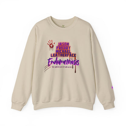 Endometriosis Horror Movie Sweatshirt | Halloween Crewneck | Endometriosis Awareness | Cozy Crew Sweater, Spooky Season